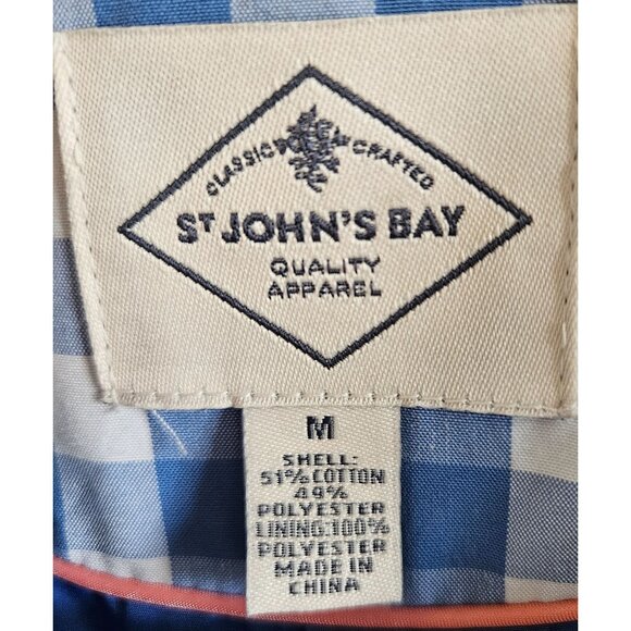 St. Johns Bay NWOT Woman SZ M Gingham Check Jacket Double Breasted Lined Preppy - Picture 6 of 9